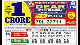 🔴LIVE Nagaland Lottery Result Today 8PM 02112024 Dear Stork Saturday [upl. by Hpejsoj813]