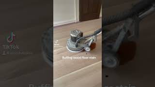 Buffing stain color into your hardwood floors after sanding nyc westchester [upl. by Neelrahs]