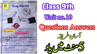 English class 9thUnit 10  Drug Addiction Questions Answersenglish [upl. by Elladine]