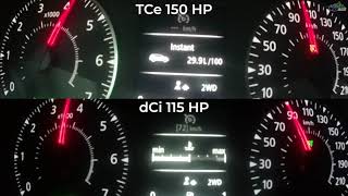 Dacia Duster 15 4x4 vs Duster 13 TCe 150 Acceleration 0100 KmH RPM Difference [upl. by Lyall]