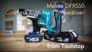 Makita DFR550 18V Cordless liion AutoFeed Screwdriver from Toolstop [upl. by Ellehcer]