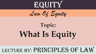 What is Equity  Introduction to Equity  Lecture by Principles Of Law [upl. by Nytsua]