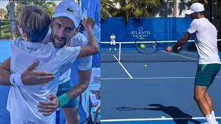 Djokovic Fulfilled the Lifelong Dream of a Young Tennis Player and Played a Match with Him Dubai [upl. by Eltsirc264]