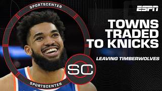 🏀 KARLANTHONY TOWNS TRADED TO THE KNICKS 🏀  SportsCenter [upl. by Aicena]