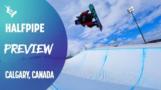 Preview  Halfpipe Crystal Globe battle  Calgary  FIS Snowboard [upl. by Atirak]