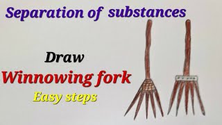 Winnowing fork drawing Draw Winnowing fork easy Draw agriculture tool easy Draw winnowing fork [upl. by Edithe]