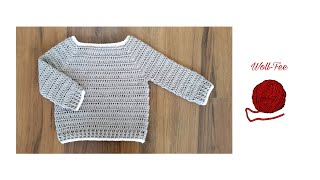 Babypullover häkeln Gr 6268 Schritt für Schritt Anleitung siehe Beschreibung für andere Größen [upl. by Skolnik]