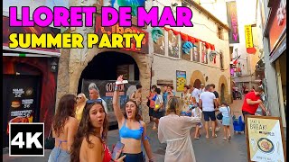 🇪🇸 Party Town Lloret de Mar Spain Summer Party 🌞 4K Walk [upl. by Concha]