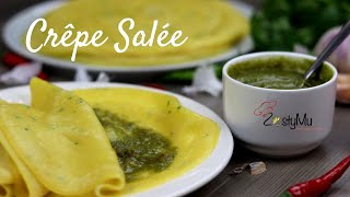 Savoury Crepe Recipe amp Coriander Chutney  Crêpe Salée et satini cotomili Vegan [upl. by Harbison422]