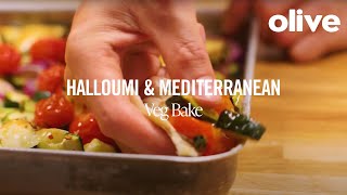 Halloumi amp Mediterranean Veg Bake Recipe  Olive [upl. by Yokum975]