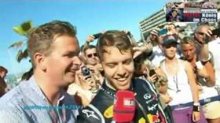 Sebastian Vettel  Poolparty nach MonacoSieg 2011 [upl. by Nifled]