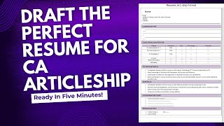 Perfect Resume Format for CA articleship ✅☑️ [upl. by Morvin535]