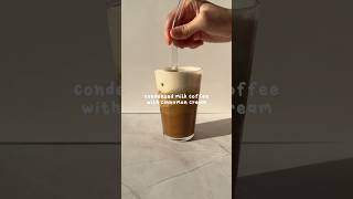 Condensed milk coffee with cinnamon cream coffee coffeelover coffeetime icedcoffee homecafe [upl. by Arvo]