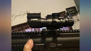 UUQ Prism 4x32 RedGreenBlue Triple Illuminated Rapid Range Reticle Rifle Scope review [upl. by Bui63]