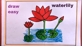 How To Draw Water lily Step By StepDrawing Easy Waterlily [upl. by Eiramanel]