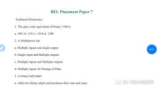 BEL ELECTRONICS MODEL PAPERPRACTICE PAPER TECHNICAL PART [upl. by Atiuqnahs]