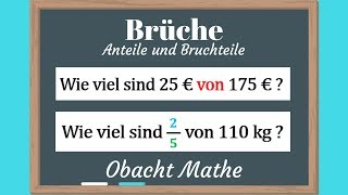 Was sind ANTEILE und BRUCHTEILE bei Brüchen  Bruchrechnung  schnell amp einfach erklärt ObachtMathe [upl. by Haronid296]