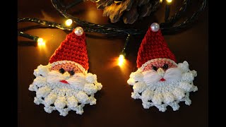 Como tejer cara de Papá Noel a crochet paso a paso Tutorial Navideño [upl. by Elwin]