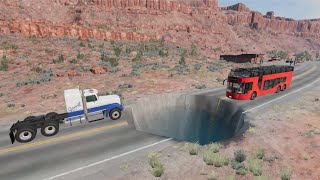 Cars vs Giant pits in water  Busses Trucks vs Giant pits Crashed video  BeamNgDrive video [upl. by Severin640]