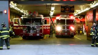 FDNY Ladder 24 and Engine 1 go on a run [upl. by Yelssew]