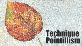 Speed Painting  Technique Pointillism  Autumn leaf  Gouache  IOTN [upl. by Prasad]