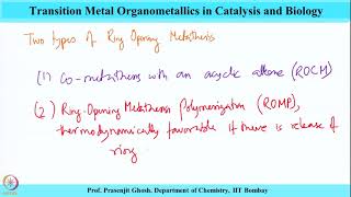 Week 5Lecture 22  Ring Opening Metathesis Part1 [upl. by Eel]