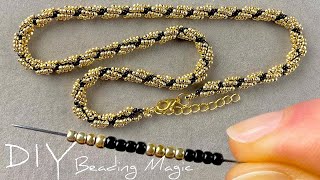 Easy Beaded Rope Necklace Tutorial Beaded Spiral Rope  Seed Bead Jewelry Making [upl. by Ativet]