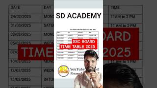 SSC BOARD Time Table 2025 sdtech shorts ssc timetable boardexamtimetable boardexam2025 [upl. by Ettennat]