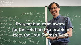 Awarding Terence Tao for the solution of a problem from the Lviv Scottish Book 09082023 [upl. by Sufur]