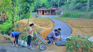 Completion process of new resettlement site Mr DAUs family came to help build concrete roads [upl. by Allebasi641]