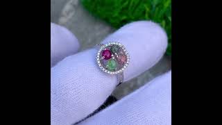 Beautiful Tourmaline Silver Ring Multi Color Tourmaline Stone Ring [upl. by Willin]