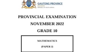 Grade 10 Maths P2 November 2022 Question1 [upl. by Lorianna]