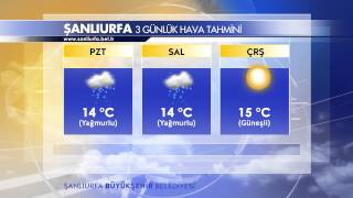 Şanlıurfa 3 Günlük Hava Tahmini 02 Mart 2015  04 Mart 2015 [upl. by Enilecram922]