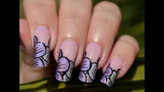 Tuto Nail Art French en Fleurs Holographique [upl. by Nosmoht909]