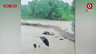 assam floods river washes away bamboo bridge in assam [upl. by Grete]