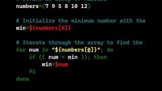 learn bash script linux  get min value from array with bash [upl. by Efar315]