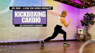 30 Min CARDIO KICKBOXING ALL STANDING  No Equipment Needed [upl. by Debby]