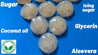 Transparent soapglycerin melt amp pour how to make aloe Vera soapclear diy soap without sorbitol [upl. by Benil365]