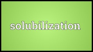 Solubilization Meaning [upl. by Aniratak]