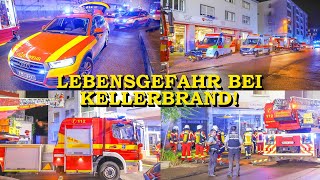 MEHRERE BEWOHNER IN AKUTER LEBENSGEFAHR  Kellerbrand in Mehrfamilienhaus   FEUERWEHR BRUCHSAL [upl. by Rivard]