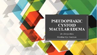 Presentation on Pseudophakic Cystoid Macular Edema By Dr Divya Alex  Giridhar Eye Institute [upl. by Atinuj]