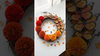 DIY Fall Wreath Paper Flower Tutorial Paper Butterflies Paper Marigolds Cricut Crafts SVG Files [upl. by Moriah]