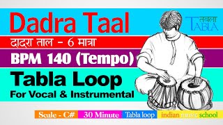 Dadra Taal Loop BPM 140 Tempo  30 मिनट दादरा ताल  Non Stop Tabla Dadra Taal  30 minute Tabla Loop [upl. by Ellerahc]