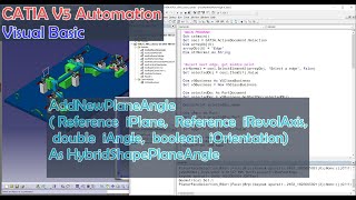 CATIA V5 Automation Visual Basic Add New Plane Angle [upl. by Pacificas]