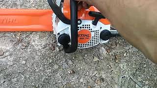 Stihl ms170 chainsaw cold start and revs [upl. by Diandre]