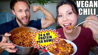 Easy Vegan Chili 🔥 Perfect For Fall 🍁 High Protein Recipe [upl. by Adrea]