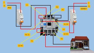 MERAKIT RANGKAIAN Automatic Transfer switch KE GENSET DENGAN BANTUAN 1 KONTAKTOR [upl. by Aivatnuhs426]