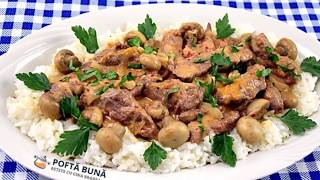 Beef Stroganoff reteta de vita cu ciuperci si smantana la tigaie [upl. by Yrdnal]