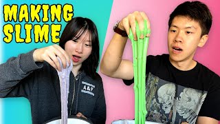 My Brother and Sister Attempt to Make Slime 😳 [upl. by Brandtr]