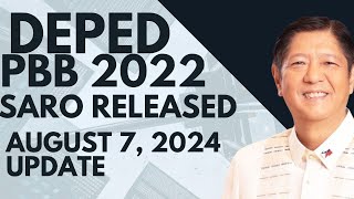 DEPED PBB 2022 SARO RELEASED AUGUST 7 2024 [upl. by Saxena]